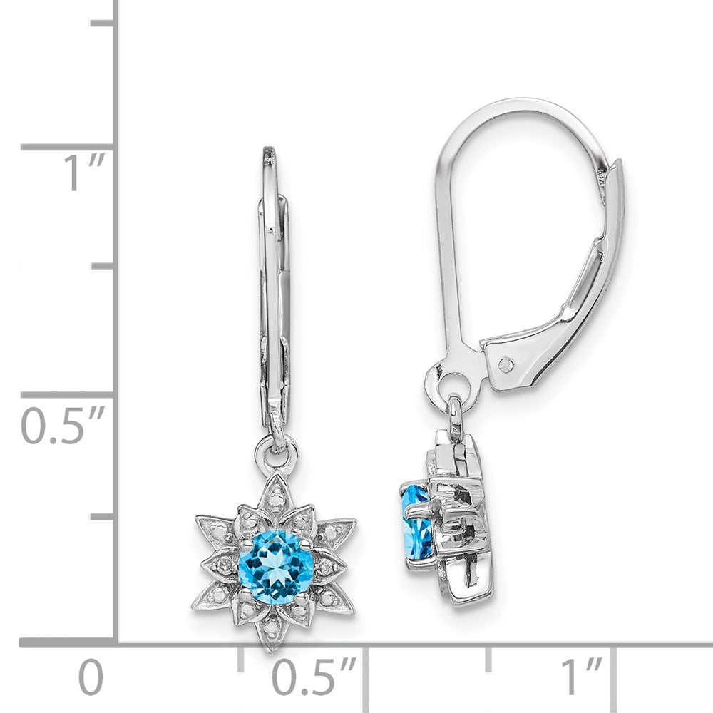 Sterlingsilber Rhodiniert Diamant und Blautopas Ohrringe