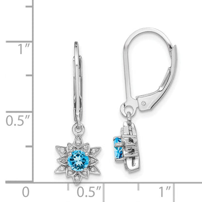 Sterlingsilber Rhodiniert Diamant und Blautopas Ohrringe