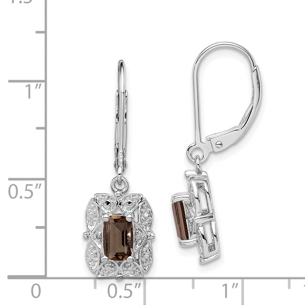 Sterlingsilber Rhodiniert Diamant und Rauch Quarz Ohrringe