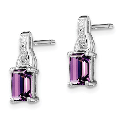 Sterlingsilber Rhodiniert Diamant und Amethyst Ohrringe