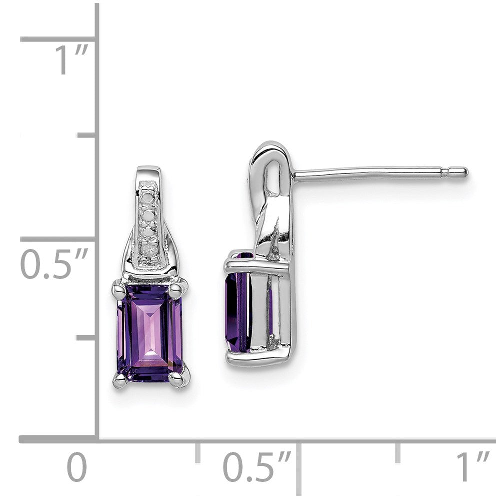 Sterlingsilber Rhodiniert Diamant und Amethyst Ohrringe