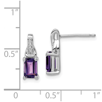 Sterlingsilber Rhodiniert Diamant und Amethyst Ohrringe