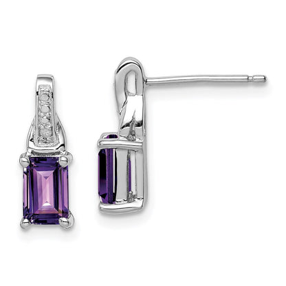 Sterlingsilber Rhodiniert Diamant und Amethyst Ohrringe