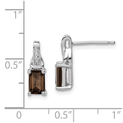 Sterlingsilber Rhodiniert Diamant und Rauch Quarz Ohrringe