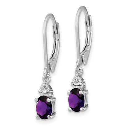 Sterlingsilber Rhodiniert Diamant und Amethyst Ohrringe