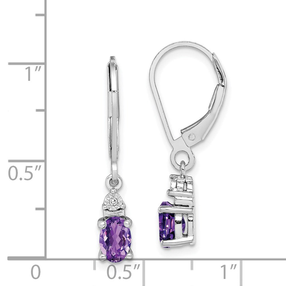 Sterlingsilber Rhodiniert Diamant und Amethyst Ohrringe