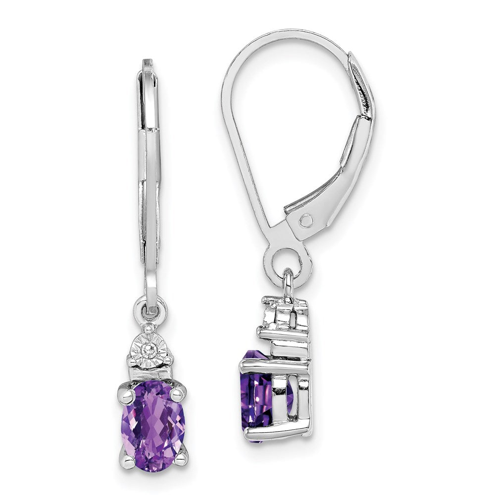 Sterlingsilber Rhodiniert Diamant und Amethyst Ohrringe
