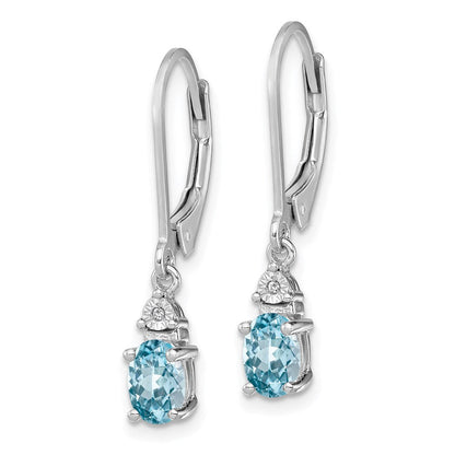 Sterlingsilber Rhodiniert Diamant und Blautopas Ohrringe