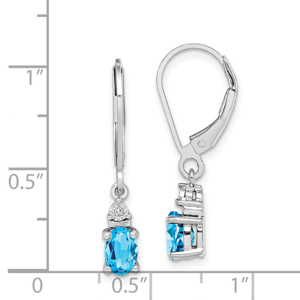 Sterlingsilber Rhodiniert Diamant und Blautopas Ohrringe