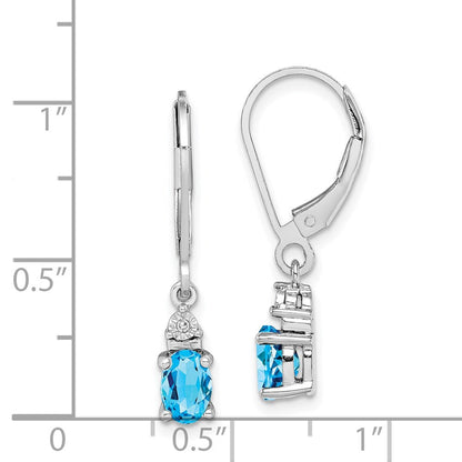 Sterlingsilber Rhodiniert Diamant und Blautopas Ohrringe