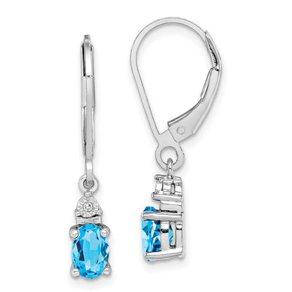Sterlingsilber Rhodiniert Diamant und Blautopas Ohrringe