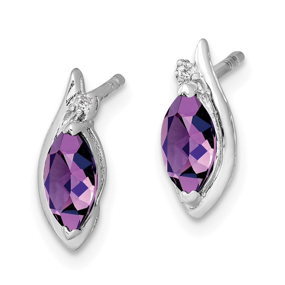 Sterlingsilber Rhodiniert Diamant und Amethyst Ohrringe