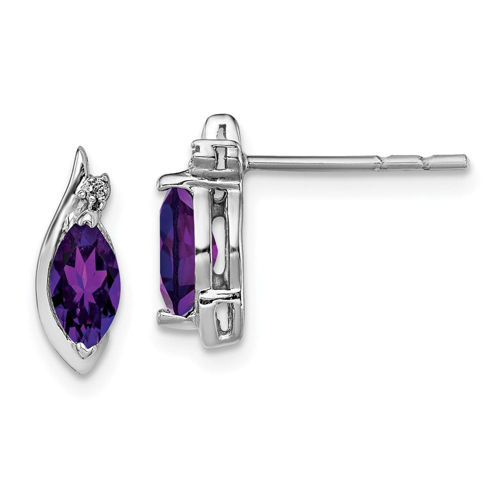 Sterlingsilber Rhodiniert Diamant und Amethyst Ohrringe