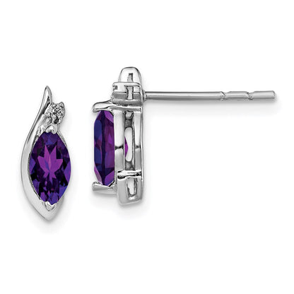 Sterlingsilber Rhodiniert Diamant und Amethyst Ohrringe
