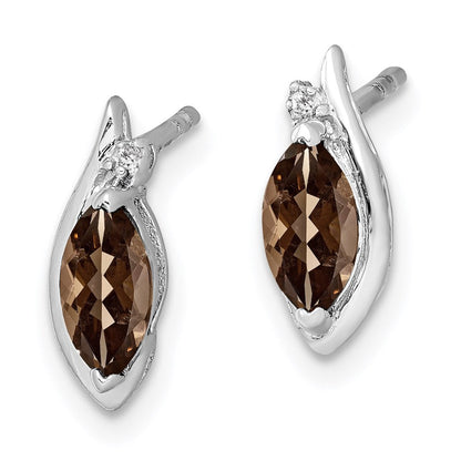 Sterlingsilber Rhodiniert Diamant und Rauch Quarz Ohrringe