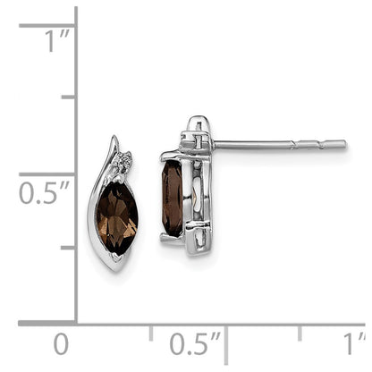 Sterlingsilber Rhodiniert Diamant und Rauch Quarz Ohrringe