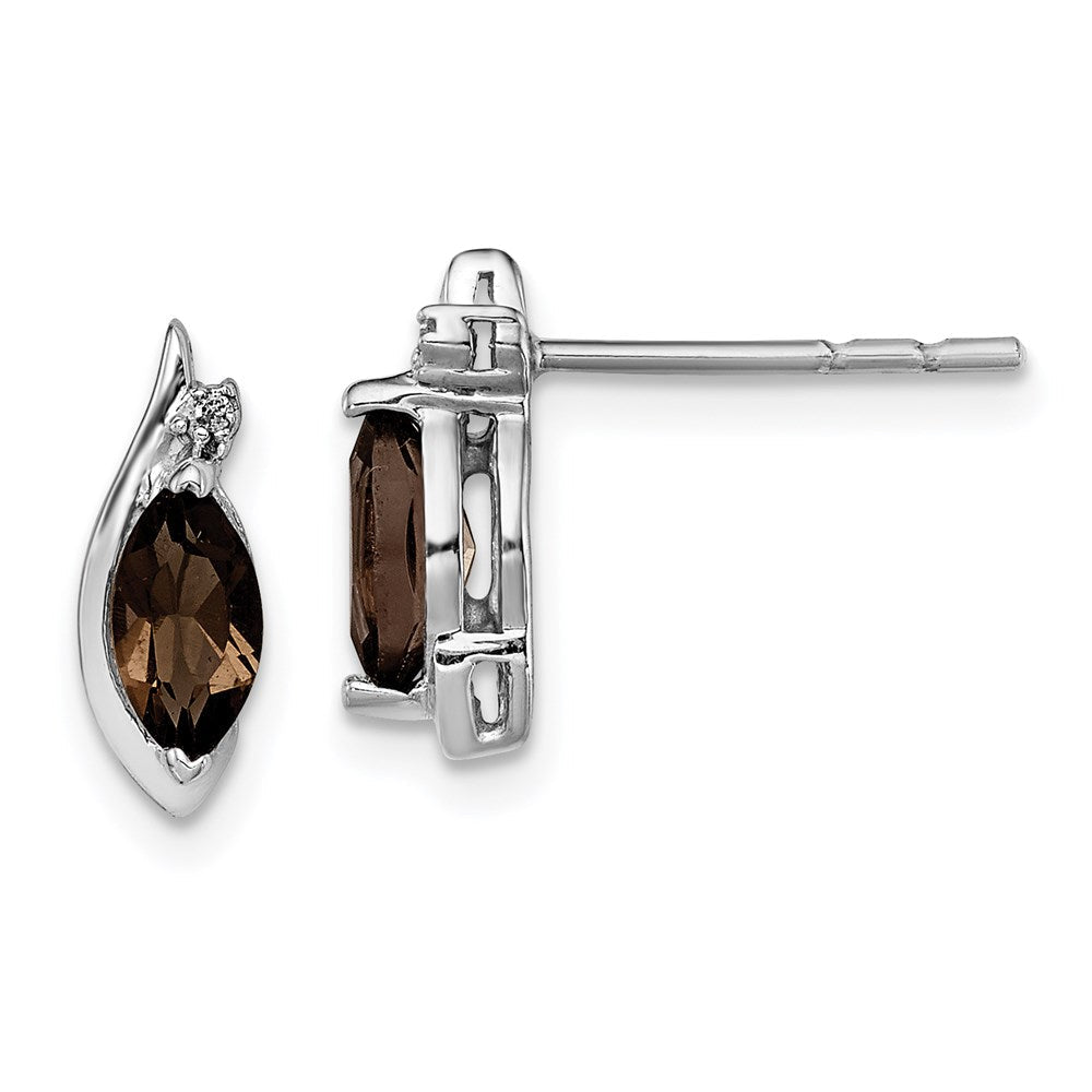 Sterlingsilber Rhodiniert Diamant und Rauch Quarz Ohrringe
