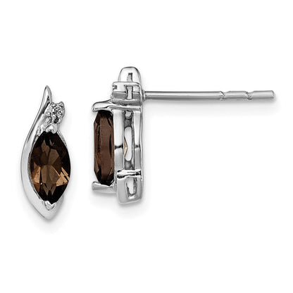 Sterlingsilber Rhodiniert Diamant und Rauch Quarz Ohrringe