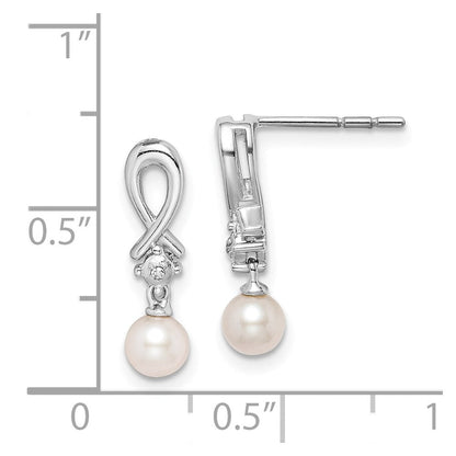 Sterlingsilber Rhodiniert Fw Zuchtperle Diamant Ohrringe