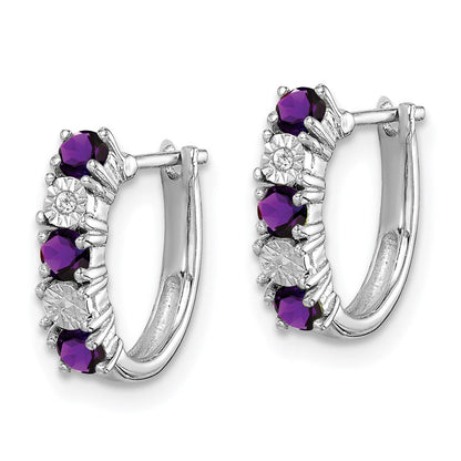 Sterlingsilber Rhodiniert Amethyst und Diamant Ohrringe