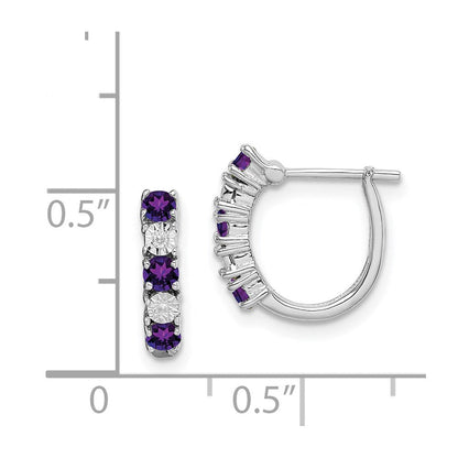 Sterlingsilber Rhodiniert Amethyst und Diamant Ohrringe
