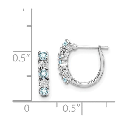 Sterlingsilber Rhodiniert Aquamarin & Diamant Ohrringe