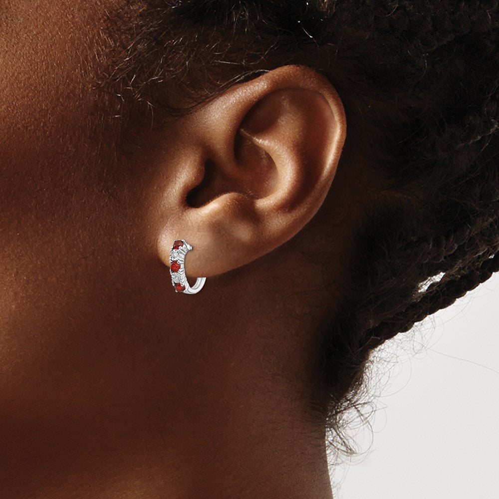 Sterlingsilber Rhodiniert Granat & Diamant Ohrringe