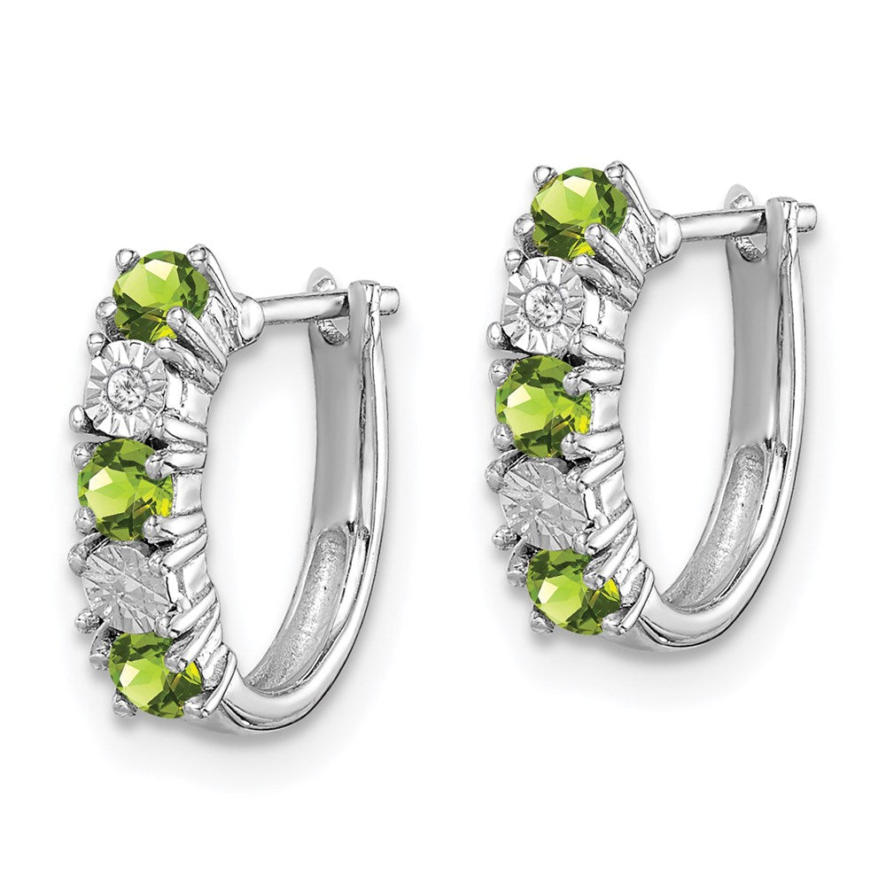Sterlingsilber Rhodiniert Peridot und Diamant Ohrringe
