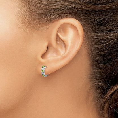 Sterlingsilber Rhodiniert Peridot und Diamant Ohrringe
