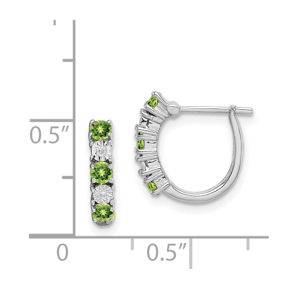 Sterlingsilber Rhodiniert Peridot und Diamant Ohrringe
