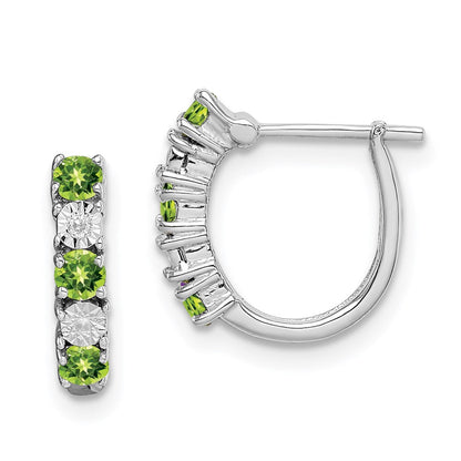 Sterlingsilber Rhodiniert Peridot und Diamant Ohrringe