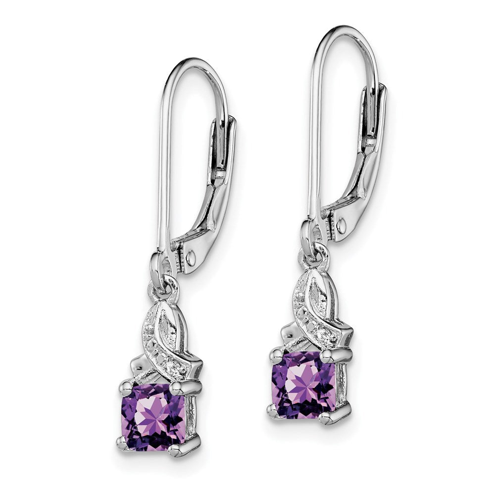 Sterlingsilber Rhodiniert Amethyst und Diamant Ohrringe