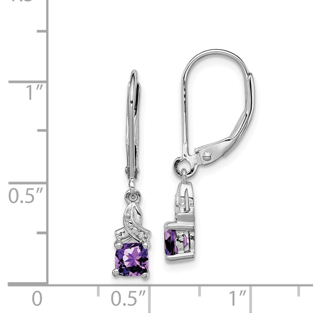 Sterlingsilber Rhodiniert Amethyst und Diamant Ohrringe