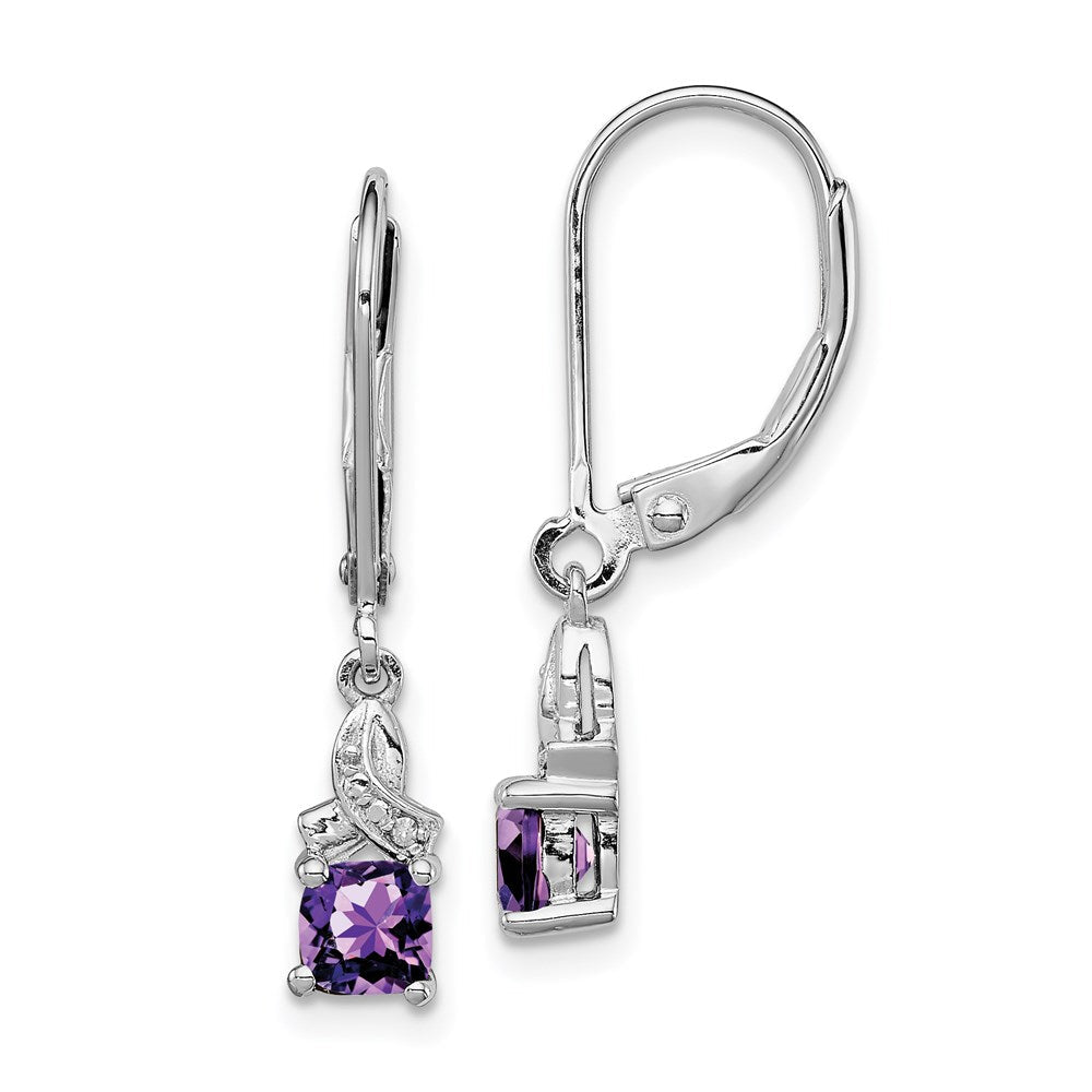 Sterlingsilber Rhodiniert Amethyst und Diamant Ohrringe