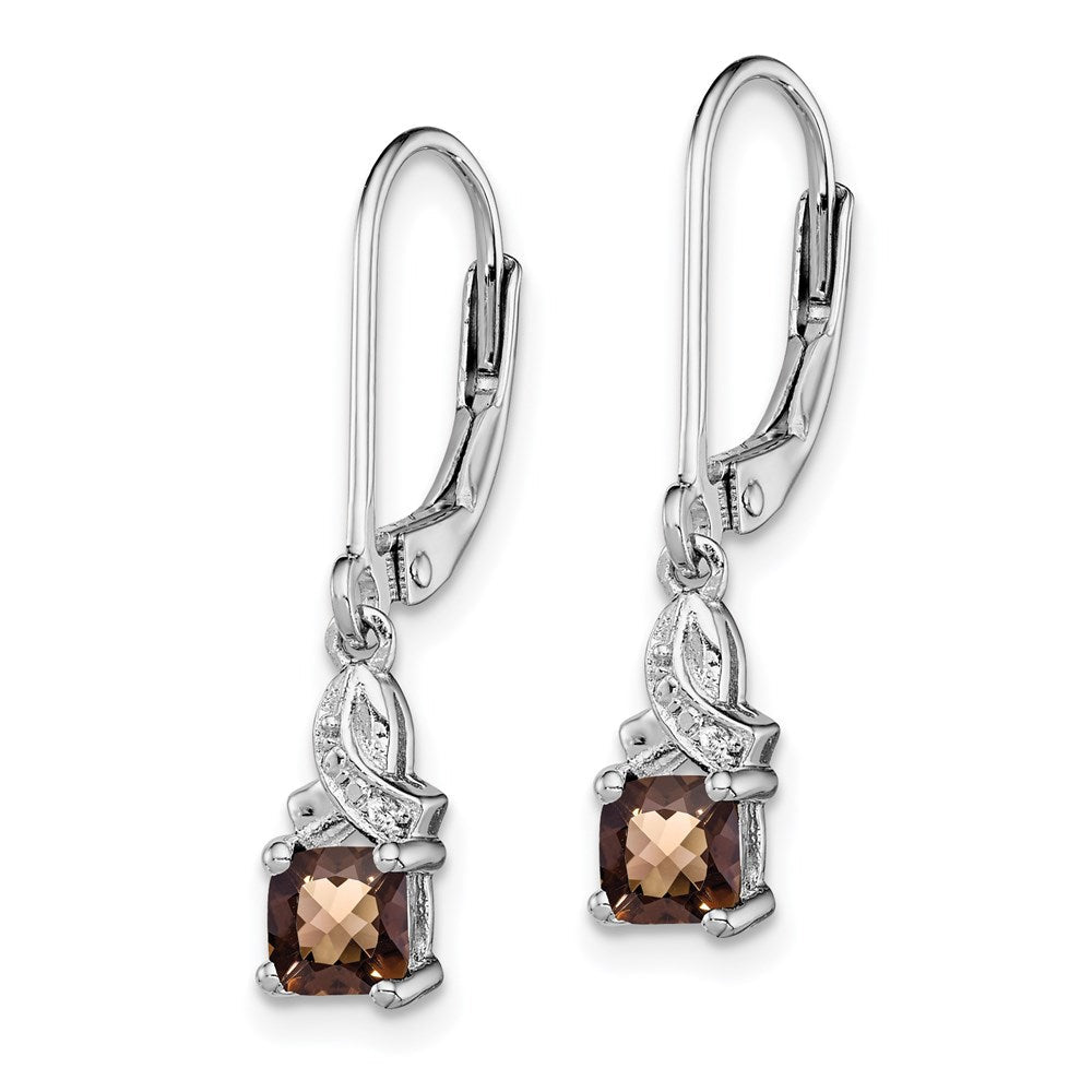Sterlingsilber Rhodiniert Rauch Quarz und Diamant Ohrringe