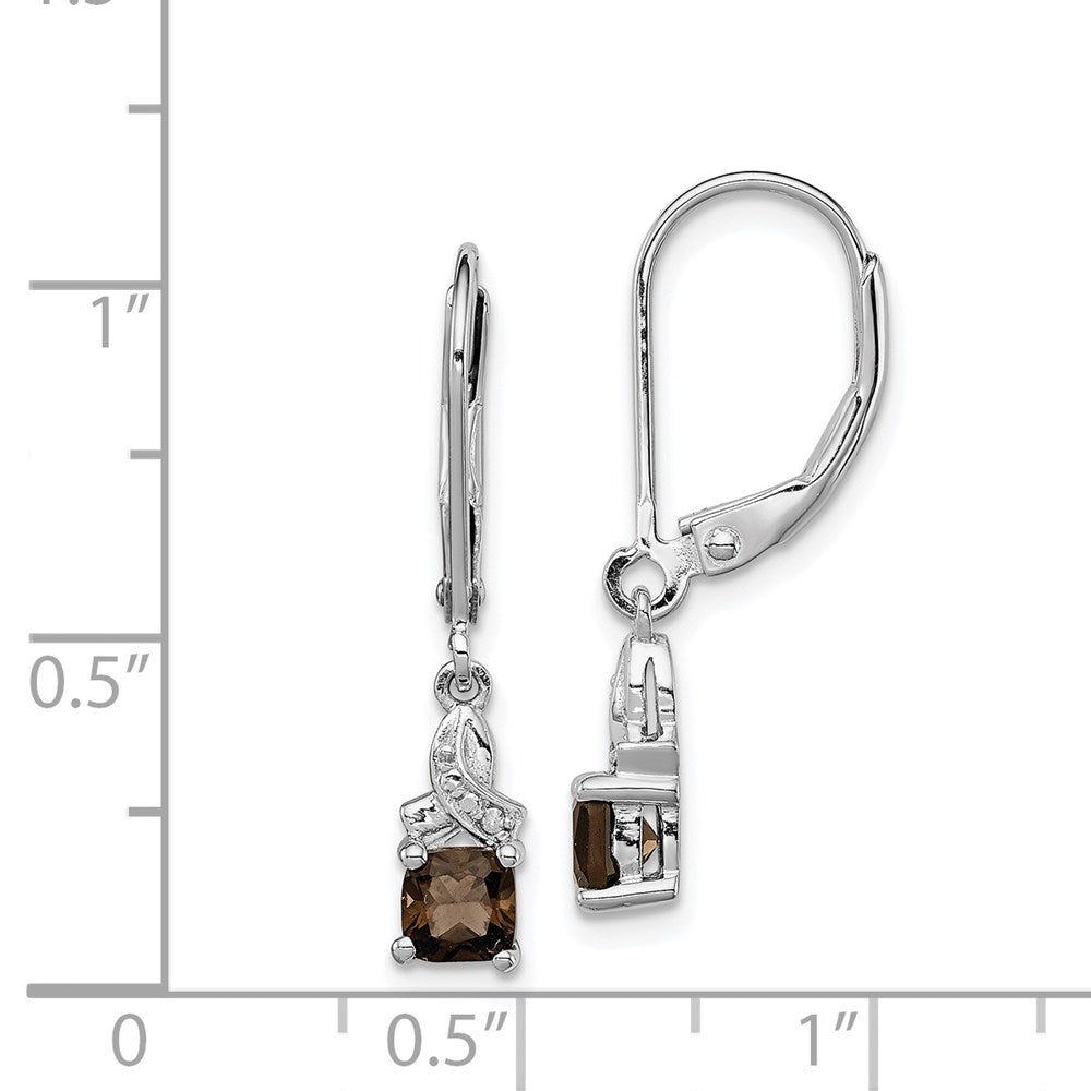 Sterlingsilber Rhodiniert Rauch Quarz und Diamant Ohrringe