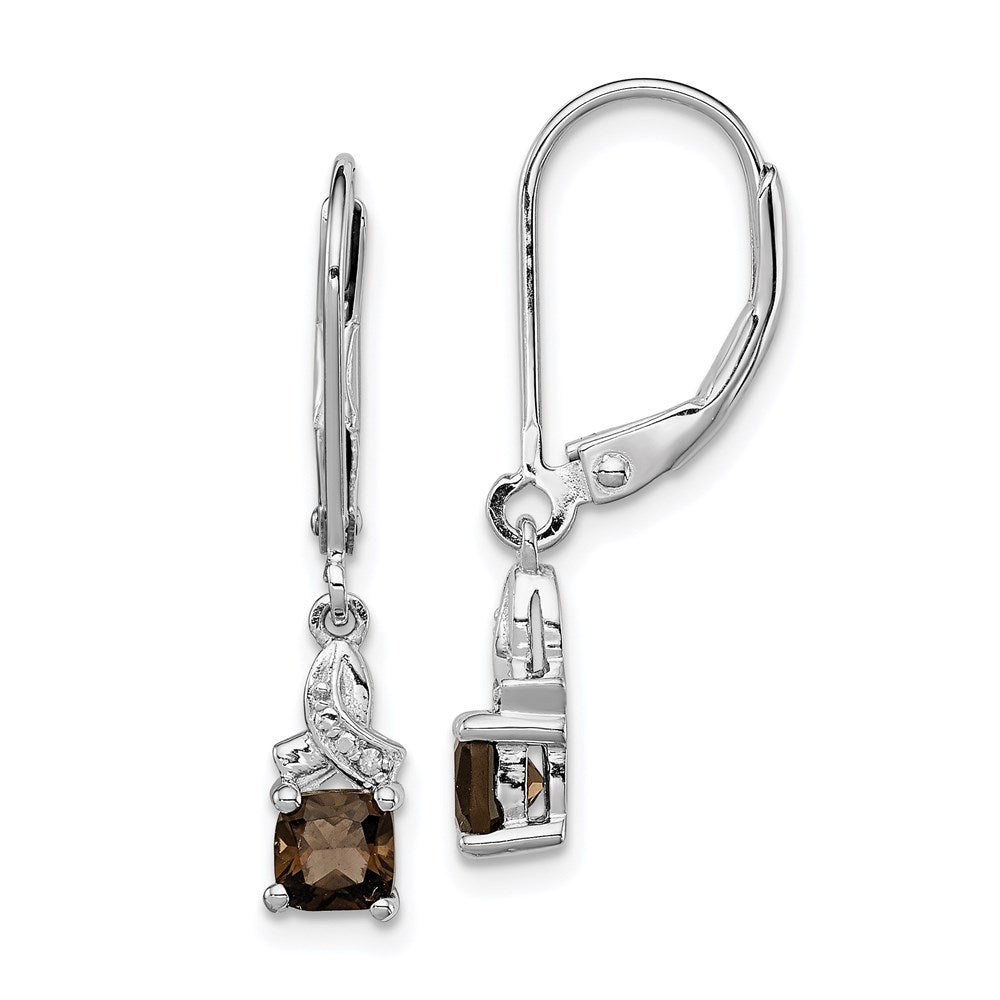 Sterlingsilber Rhodiniert Rauch Quarz und Diamant Ohrringe