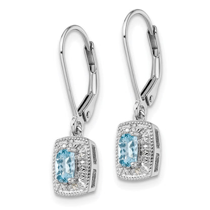 Sterlingsilber Rhodiniert Blautopas Diamant Ohrringe
