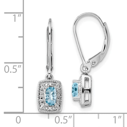 Sterlingsilber Rhodiniert Blautopas Diamant Ohrringe