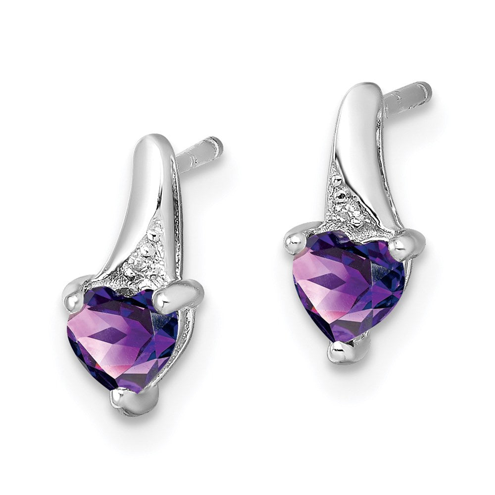 Sterlingsilber Rhodiniert Amethyst und Diamant Ohrringe
