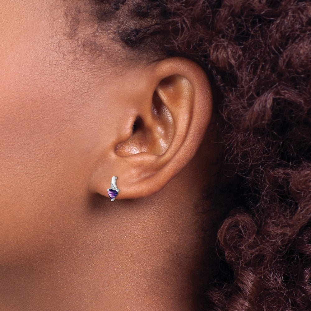 Sterlingsilber Rhodiniert Amethyst und Diamant Ohrringe