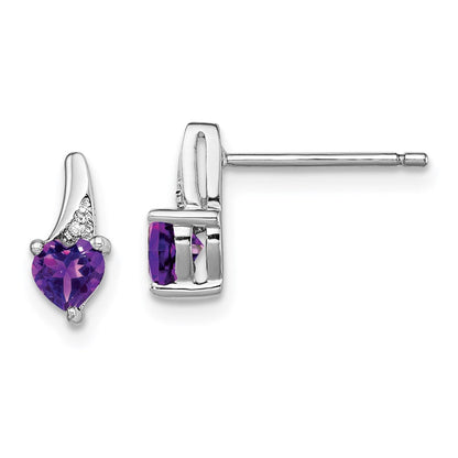 Sterlingsilber Rhodiniert Amethyst und Diamant Ohrringe