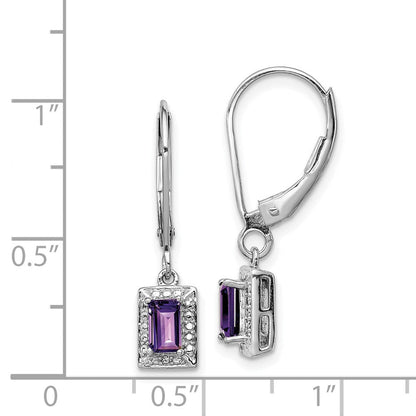 Sterlingsilber Rhodiniert Amethyst und Diamant Ohrringe