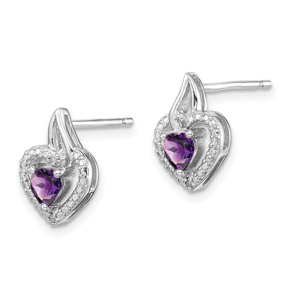 Sterlingsilber Rhodiniert Amethyst und Diamant Ohrringe