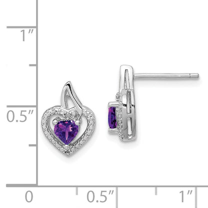 Sterlingsilber Rhodiniert Amethyst und Diamant Ohrringe
