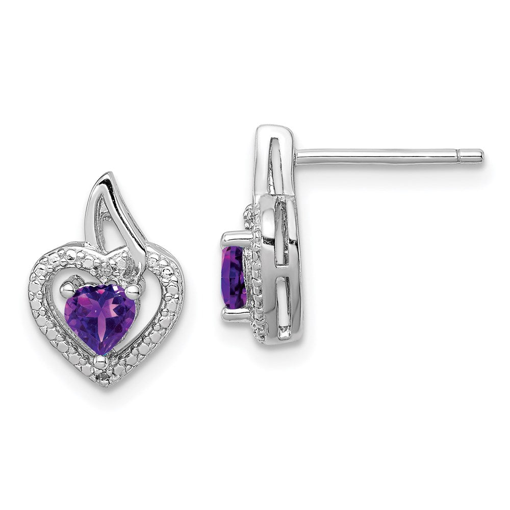 Sterlingsilber Rhodiniert Amethyst und Diamant Ohrringe
