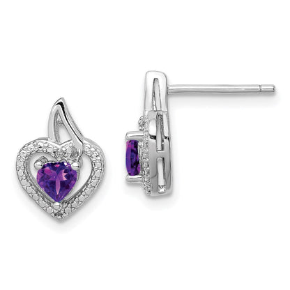 Sterlingsilber Rhodiniert Amethyst und Diamant Ohrringe
