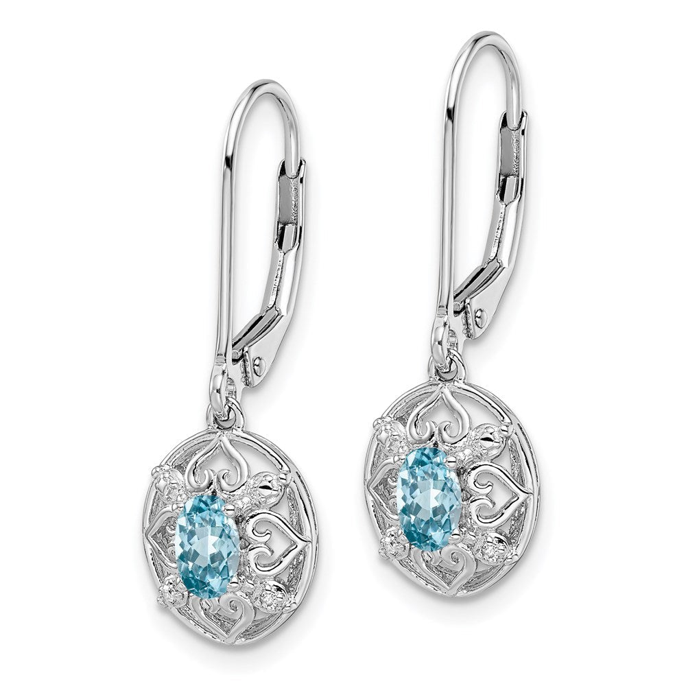 Sterlingsilber Rhodiniert Blautopas Diamant Ohrringe