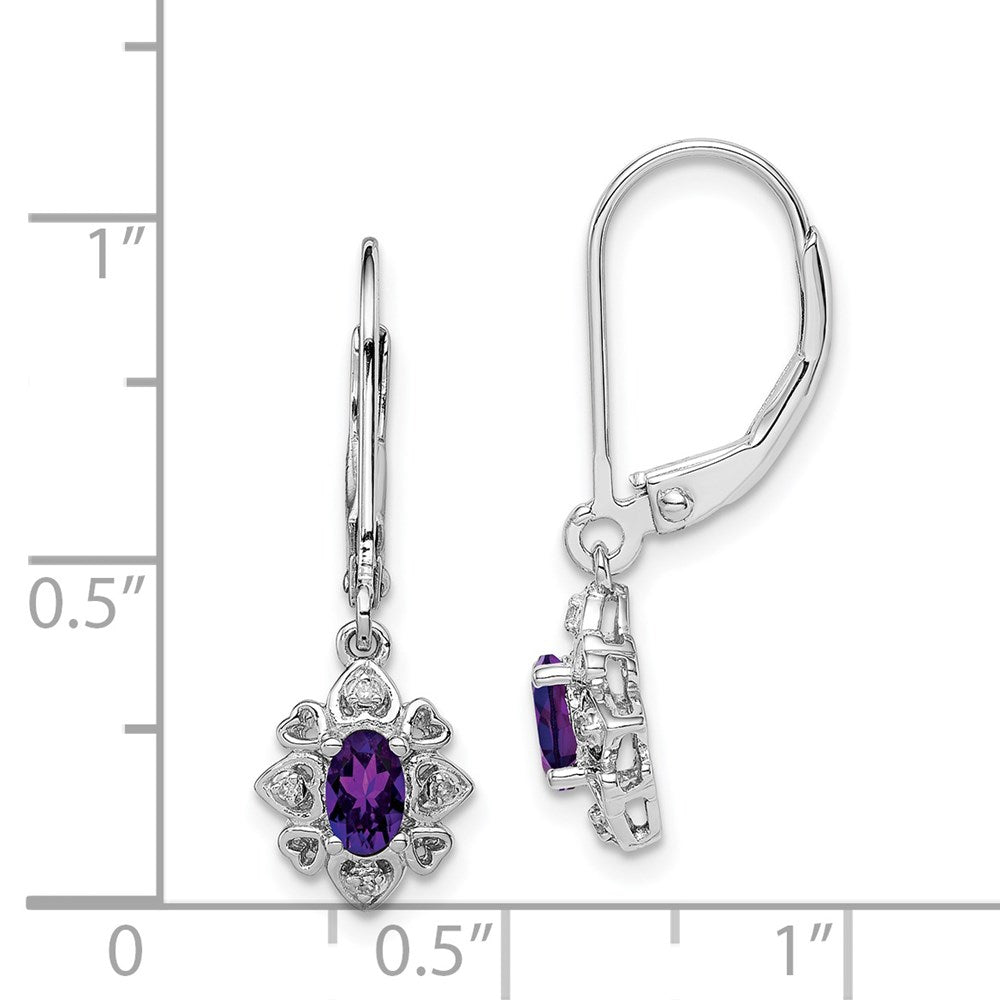 Sterlingsilber Rhodiniert Amethyst und Diamant Ohrringe