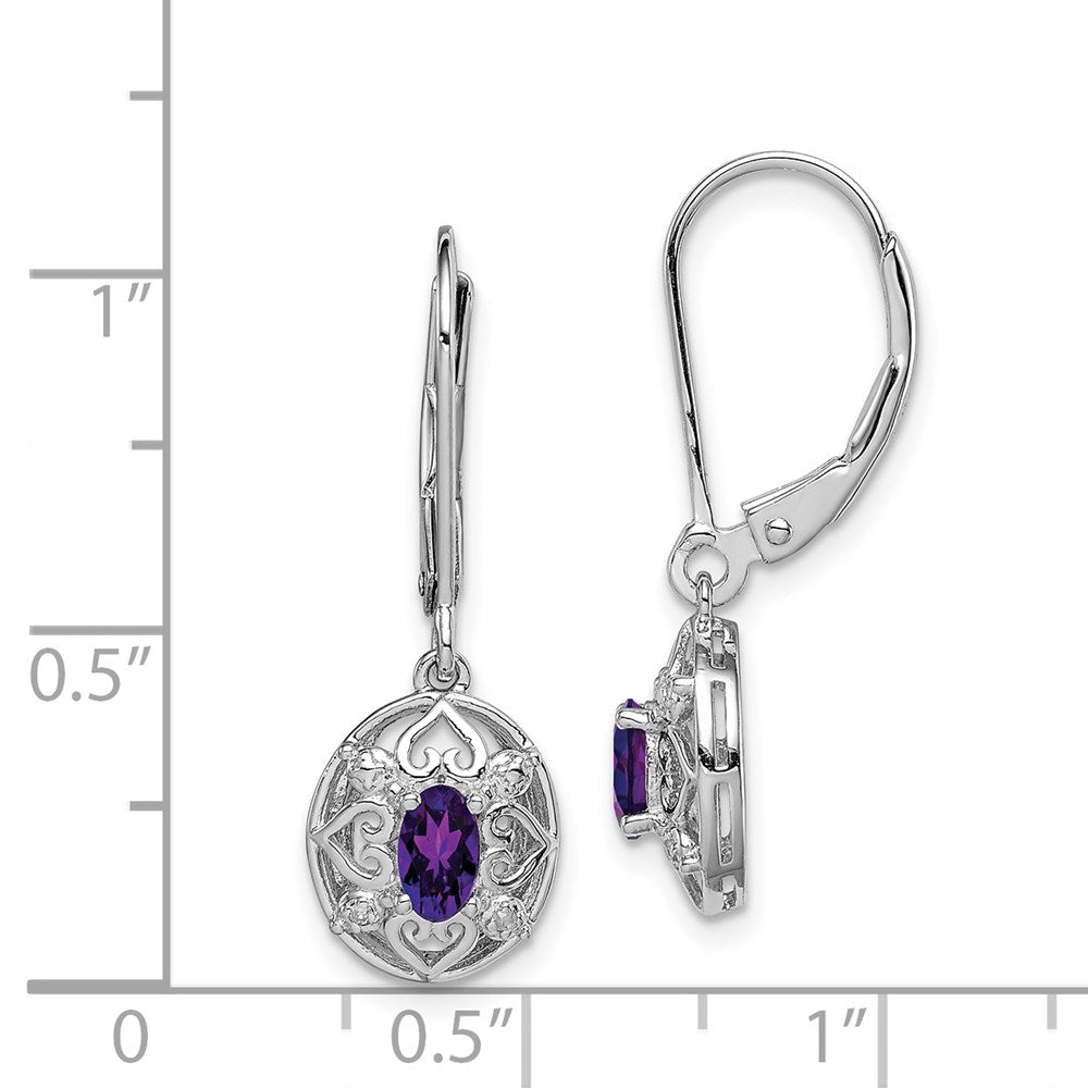 Sterlingsilber Rhodiniert Amethyst und Diamant Ohrringe